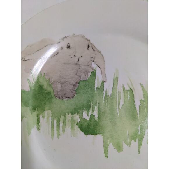 Set Of 4 Pottery Barn Hilltop Garden Bunny Easter Spring Rabbit 9" Plates Sketch - Picture 4 of 8